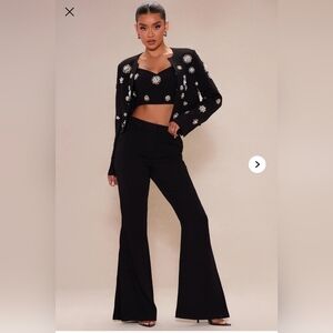 Fashion Nova Avah Embellished Blazer Pant Suit Set - L